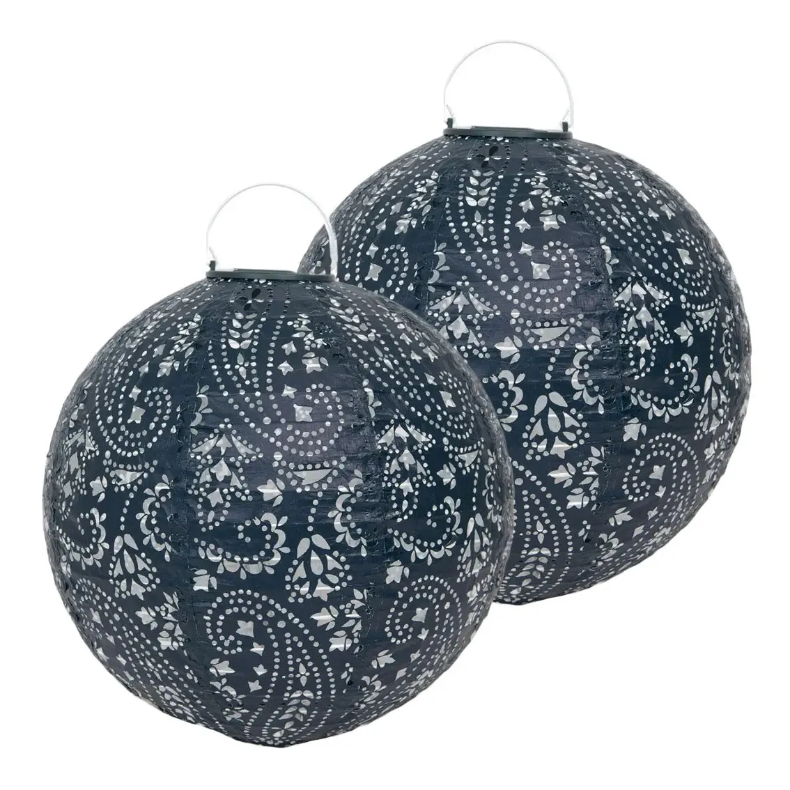 Navy Outdoor Solar Lanterns for Garden - 2 Pack