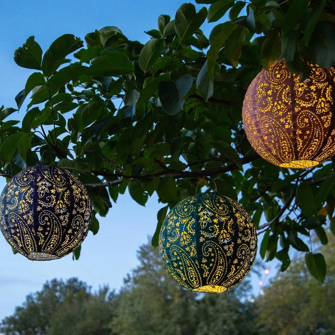 Navy Outdoor Solar Lanterns for Garden - 2 Pack