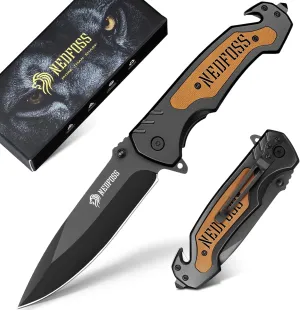 NedFoss Pocket Folding Knife NF18, 3 in 1 Pocket Knife for Men, Survival Knife with Liner-Lock Belt Clip, Seat Belt Cutter, Glass Breaker, Hunting knife for Camping Hiking