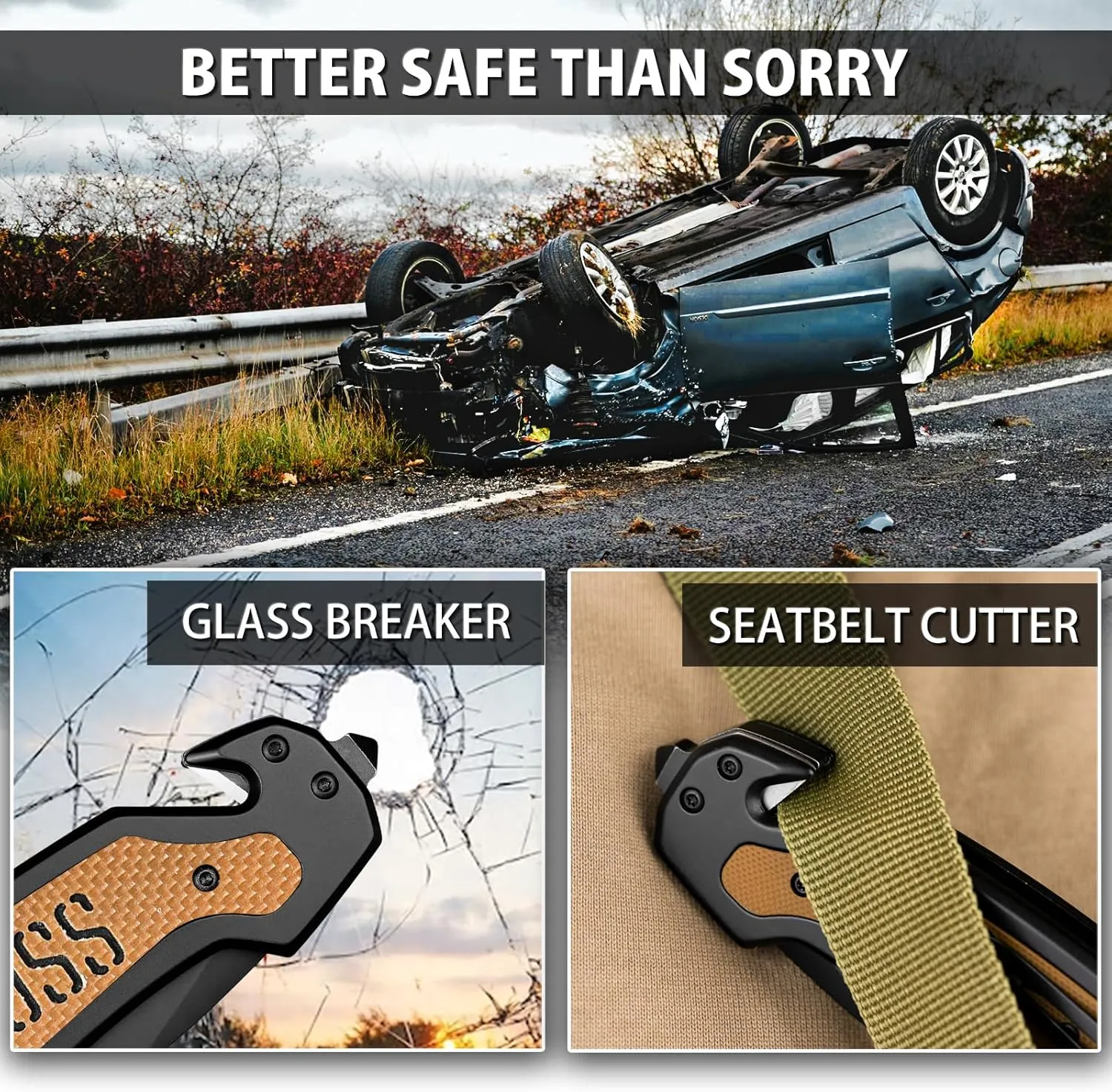 NedFoss Pocket Folding Knife NF18, 3 in 1 Pocket Knife for Men, Survival Knife with Liner-Lock Belt Clip, Seat Belt Cutter, Glass Breaker, Hunting knife for Camping Hiking