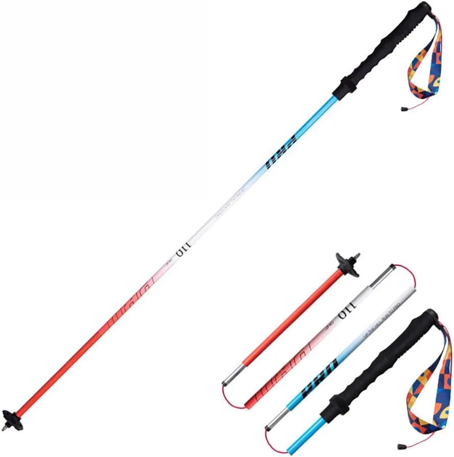 New 7075 Aluminum Alloy Hiking Pole 4-Section Durable Cross-Country Pole Walking Stick with Anti-Shock and Quick Lock System, Folding Walking Sticks for Hiking, Camping