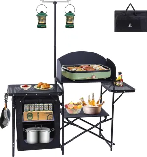 Nice C Camping Chairs, Oversized XL Padded Camping Chair Camping Kitchen Station, Camping Table, Picnic Table, Grill Table, Folding Table