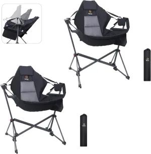 Nice C Double Camping Chair, Oversized Camping Loveseat, Padded Folding Loveseat, Camping Couch with Wine Glass Holder   Hammock Camping Chair, Camping Chair Rocker, Swinging Chair 2-Pack