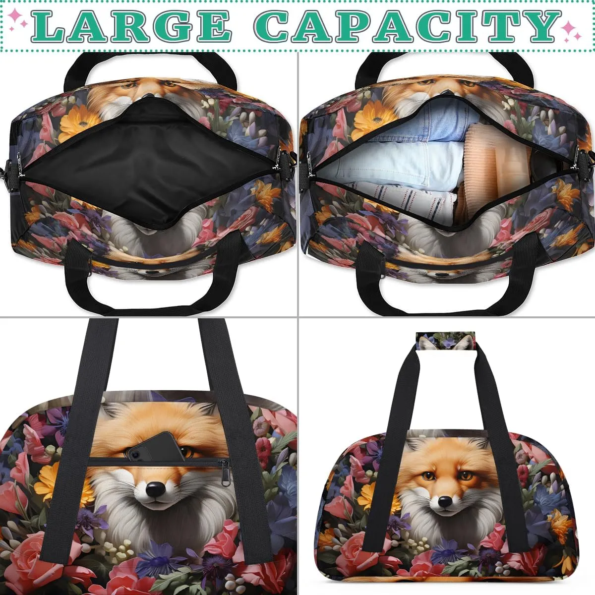 Nice Fox Kids Overnighter Duffel Bags for Boys, Carry-On Size Sports Gym Bag with Front Zipper Pocket for School Practice or Overnight Travel Weekender Sleepover Tote Bag