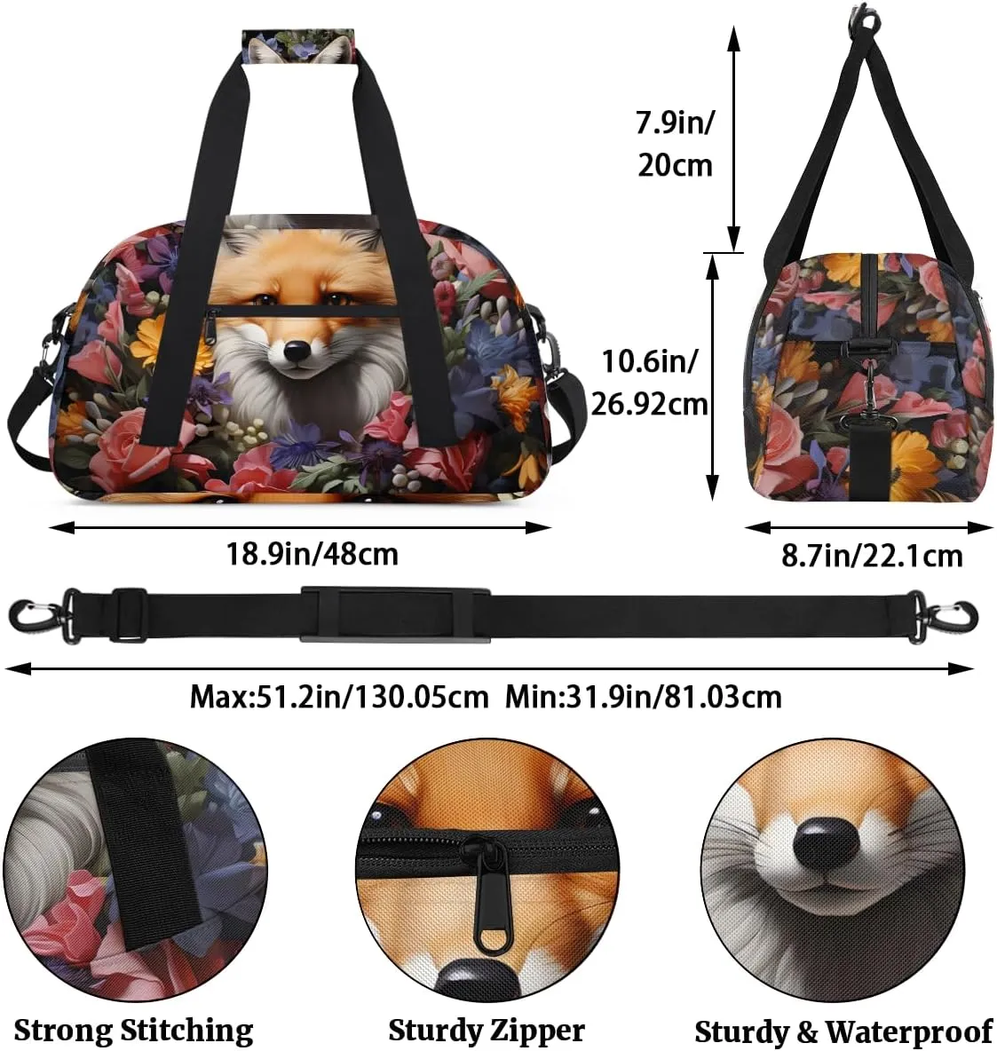 Nice Fox Kids Overnighter Duffel Bags for Boys, Carry-On Size Sports Gym Bag with Front Zipper Pocket for School Practice or Overnight Travel Weekender Sleepover Tote Bag