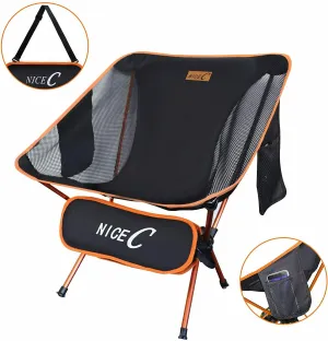 NiceC Ultralight Portable Folding Backpacking Camping Chair with 2 Storage Bags