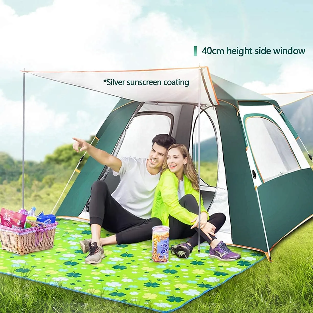 NIEH Automatic Dome Tent Canopy,Instant Pop Up Waterproof Tent,3-8 Person Family Camping Tent for Camping Hiking Travel Outdoor Activities
