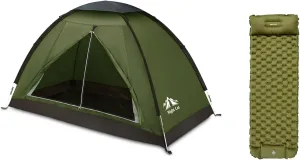 Night Cat Backpacking Tent with Inflatable Sleeping Pad Lightweight Waterproof Portable Easy Setup Outdoors for One 1 to 2 Persons