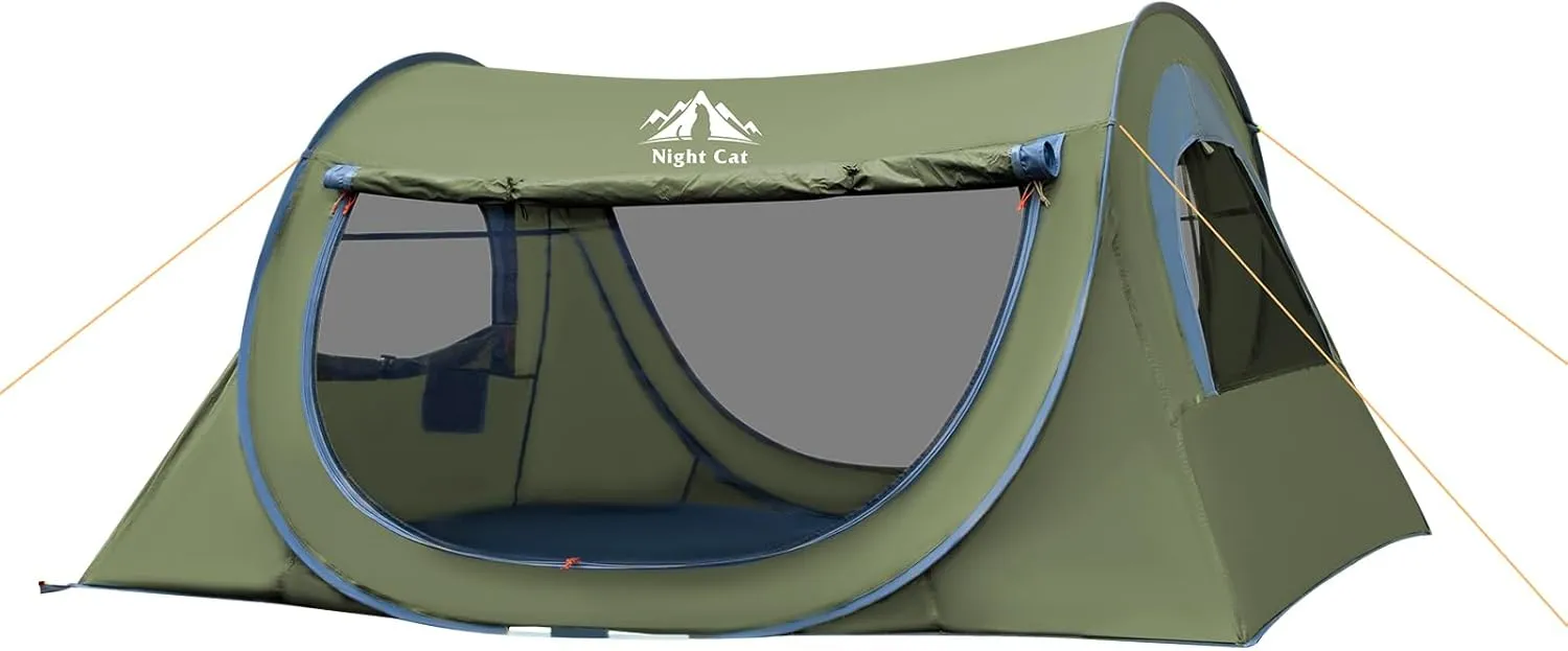Night Cat Pop-up Camping Tent: 2 Person Tent Waterproof Instant Easy Setup Tunnel Tent