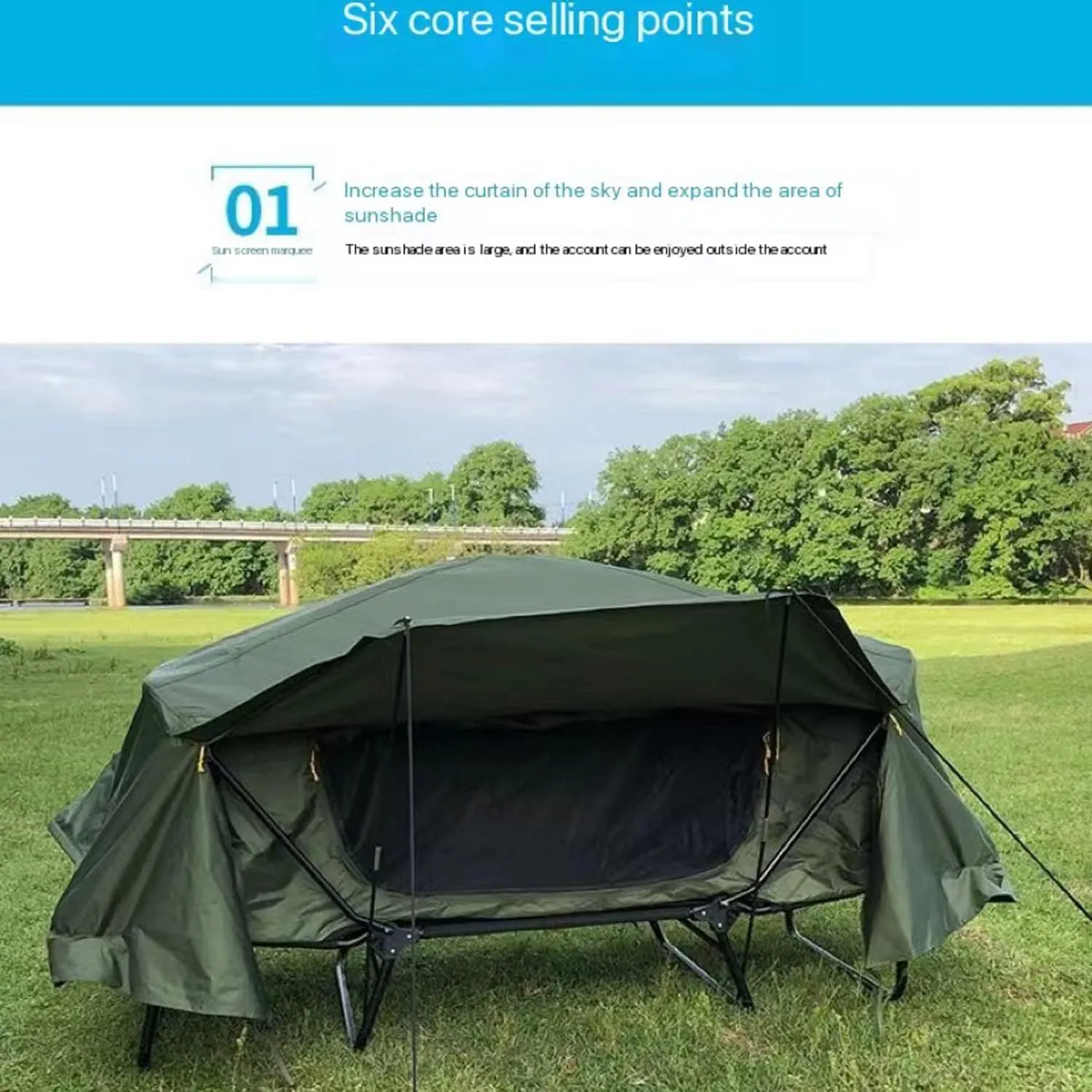 No-Build Off-The-Ground Tent Outdoor Single and Double Rainproof Thickened Sunscreen Field Tent, 210*120*120cm