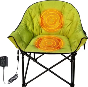 NUOLAN Premium Heated Camping Chair with Charger – Fast Heating, Safety Timer, and Ultra-Comfort Padding No Battery Included(701-T2)