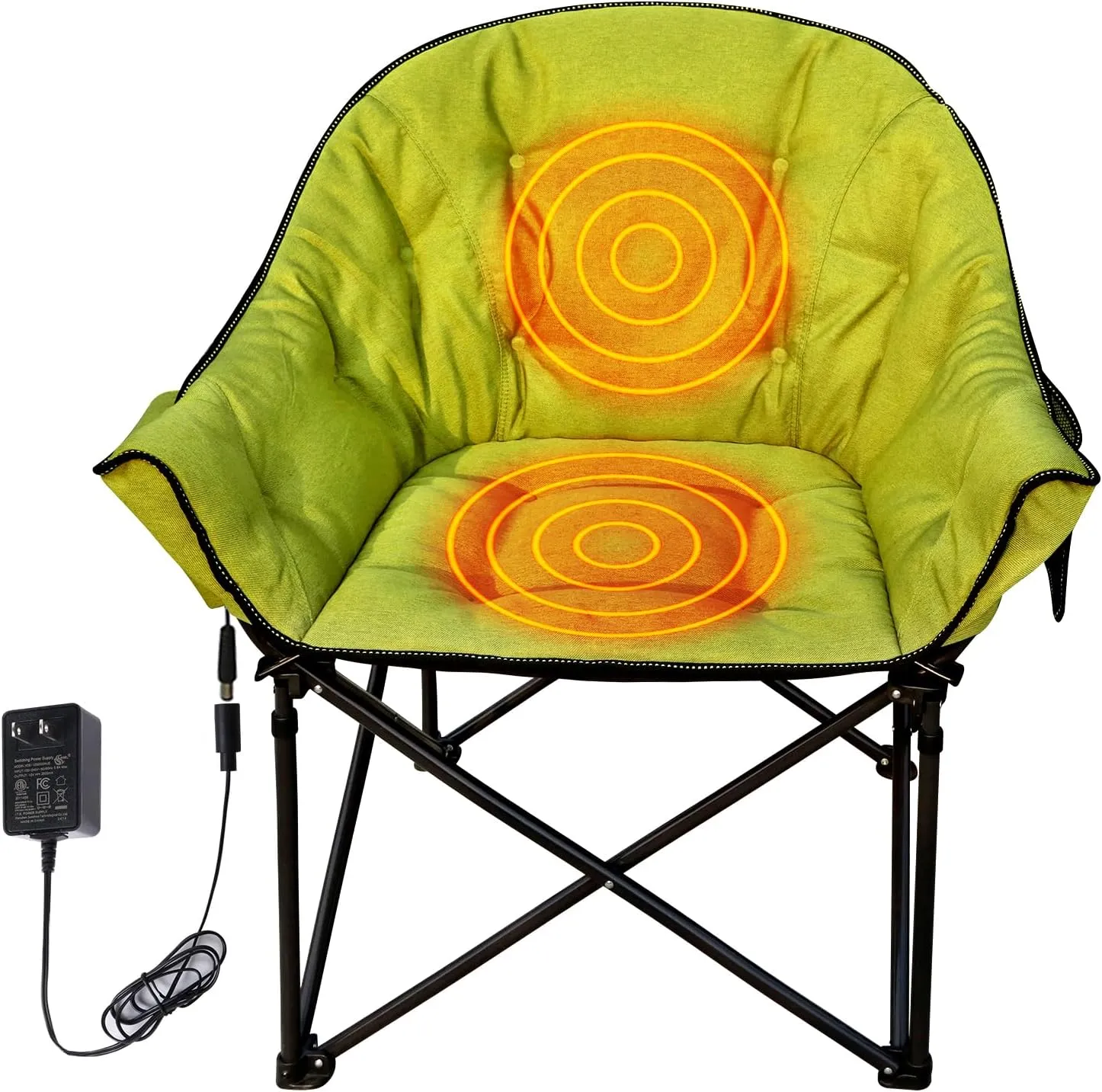 NUOLAN Premium Heated Camping Chair with Charger – Fast Heating, Safety Timer, and Ultra-Comfort Padding No Battery Included(701-T2)