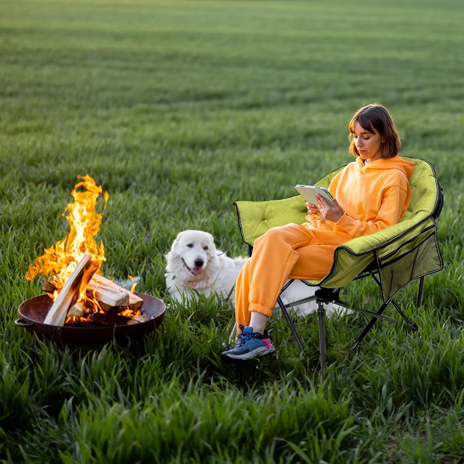 NUOLAN Premium Heated Camping Chair with Charger – Fast Heating, Safety Timer, and Ultra-Comfort Padding No Battery Included(701-T2)