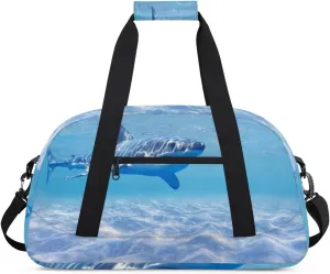 Ocean Shark Gym Duffel Bag for Men Women Shark Sports Tote Bag with Adjustable Shoulder Strap for Dance Gymnastics Traveling Outdoor Camping Overnight Stay