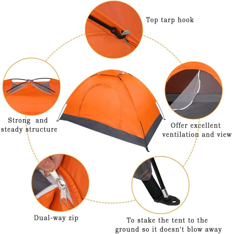 Ochine 1/2/4 Person Camping Tent Family Tents Pops Up Tent Waterproof Windproof Easy Setup Tent Lightweight Dome Tent for Outdoor Camp, Backpacking, Hiking, etc (Ship from USA)
