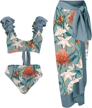 ODASDO Women's Two Piece Swimsuit with Cover Ups Wrap Skirt Beach Sarong Retro Bathing Suit Tummy Control Swimwear S-L