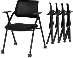 Okeysen 20 Pack Stackable Conference Room Chairs, Folding Office Chairs with Removable Wheels & Mesh Back, Foldable Chair for Meeting Room, Classroom, Trainingroom, Guest, Reception, Event.