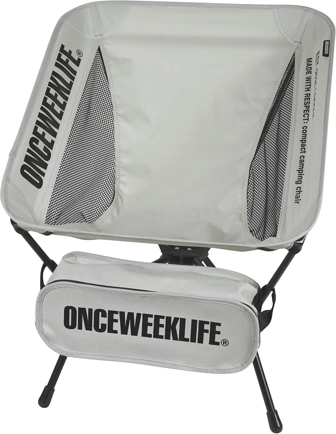 ONCEWEEKLIFE® Compact Camping Chair - Folding Chair, Foldable Lightweight Foldable Outdoor Chairs for Hiking Mountaineering Beach, and Backpacking 330 lbs Capacity (Gray)