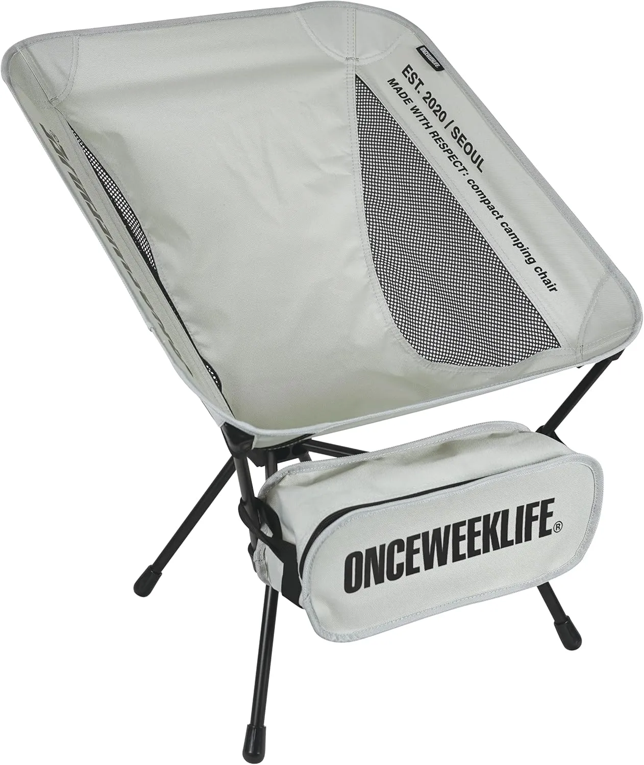 ONCEWEEKLIFE® Compact Camping Chair - Folding Chair, Foldable Lightweight Foldable Outdoor Chairs for Hiking Mountaineering Beach, and Backpacking 330 lbs Capacity (Gray)
