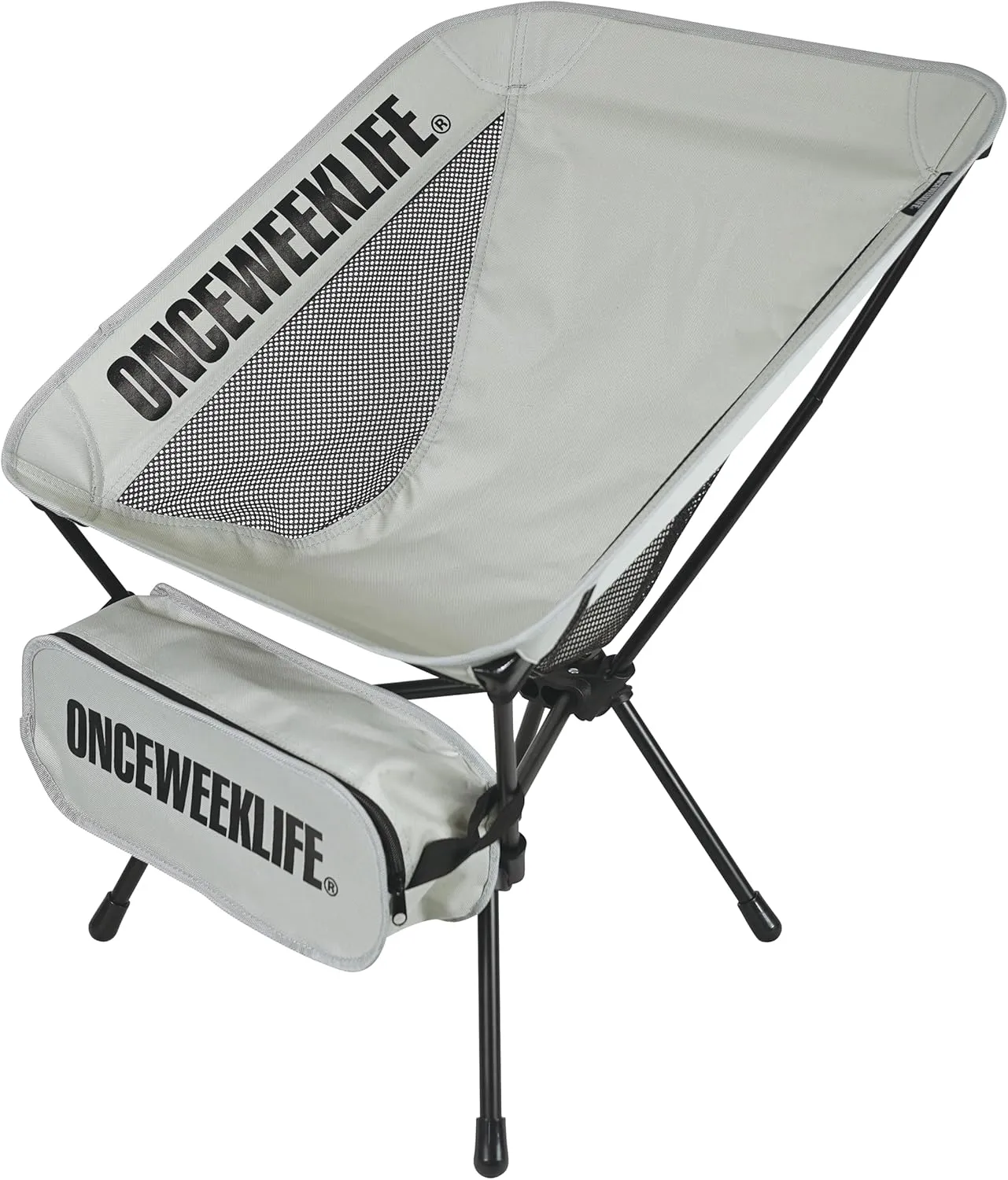 ONCEWEEKLIFE® Compact Camping Chair - Folding Chair, Foldable Lightweight Foldable Outdoor Chairs for Hiking Mountaineering Beach, and Backpacking 330 lbs Capacity (Gray)