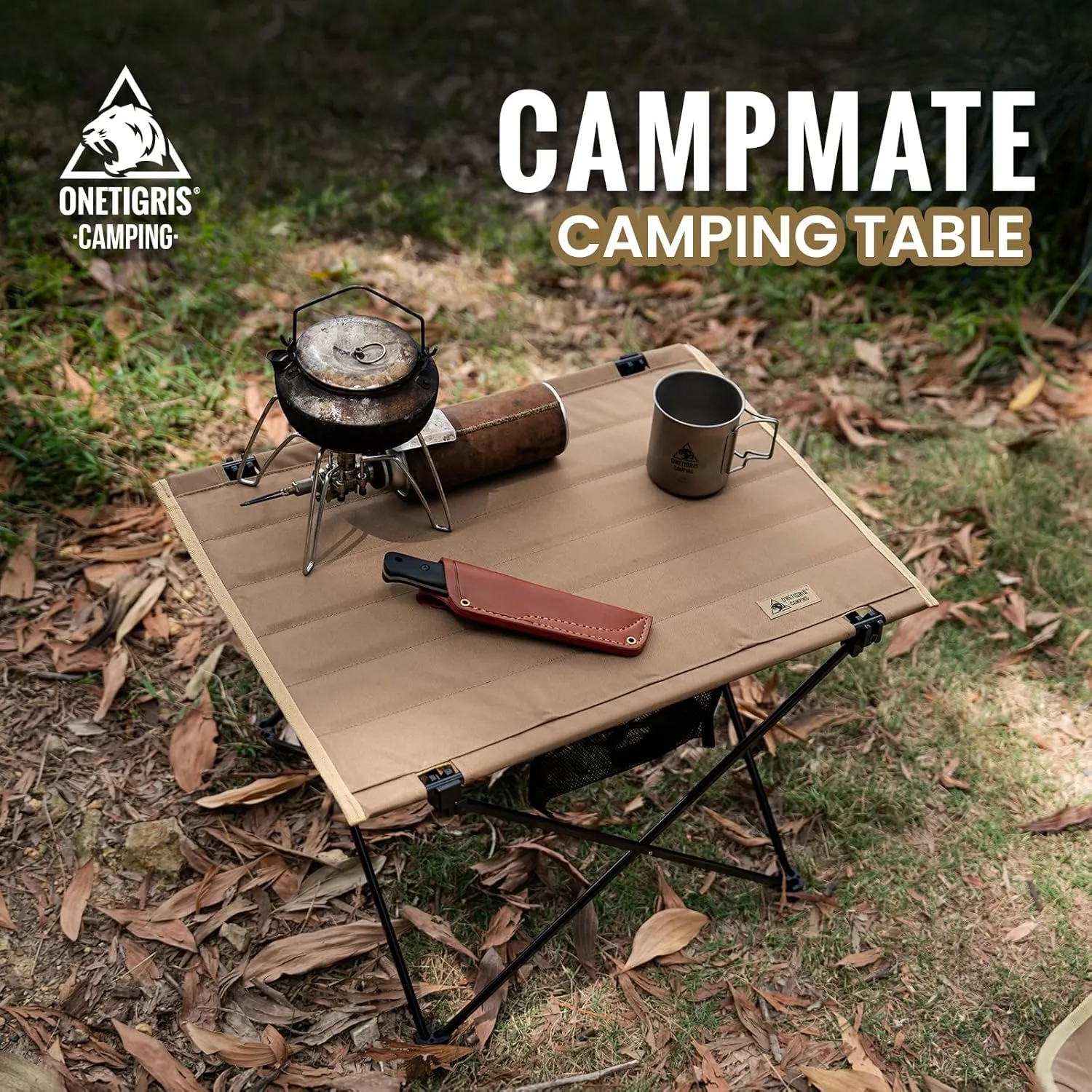 ONETIGRIS CAMPMATE Camping Table, Lightweight Folding Table Sturdy & Quick Setup, Holds Up to 66 lbs, Perfect for Camping, Hiking, Backpacking, Picnic, Beach, Travel
