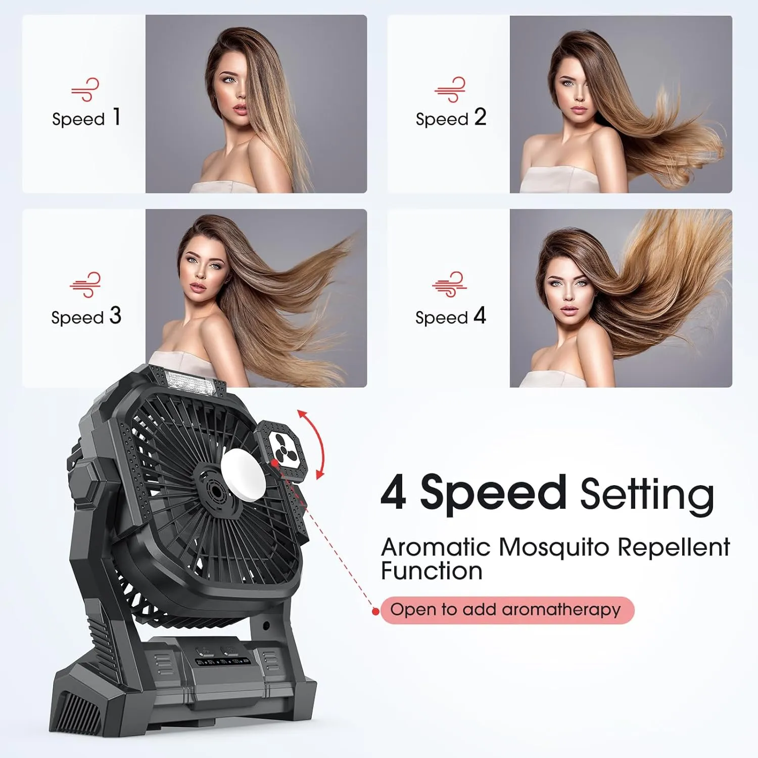 ONLYNEW Portable Fan Rechargeable, 20000mAh Cordless Battery Powered Fan with LED Lantern, USB C Battery Operated for Travel Bedroom Home Camping Tent Office Beach Desk Fishing Table