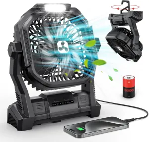 ONLYNEW Portable Fan Rechargeable, 20000mAh Cordless Battery Powered Fan with LED Lantern, USB C Battery Operated for Travel Bedroom Home Camping Tent Office Beach Desk Fishing Table