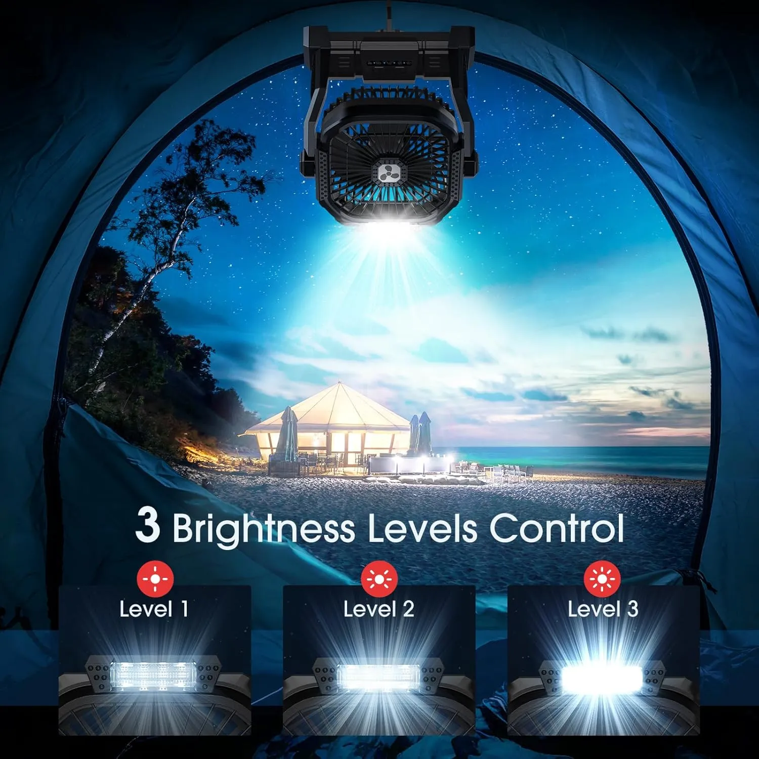 ONLYNEW Portable Fan Rechargeable, 20000mAh Cordless Battery Powered Fan with LED Lantern, USB C Battery Operated for Travel Bedroom Home Camping Tent Office Beach Desk Fishing Table