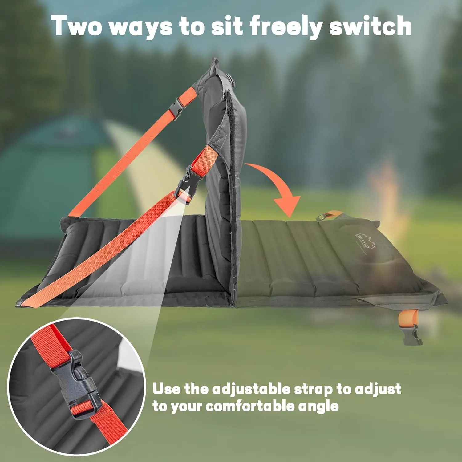 ONTYZZ Inflatable Portable Stadium Seat Waterproof Cushion with Backrest Lightweight Padded Seat Cushion for Camping