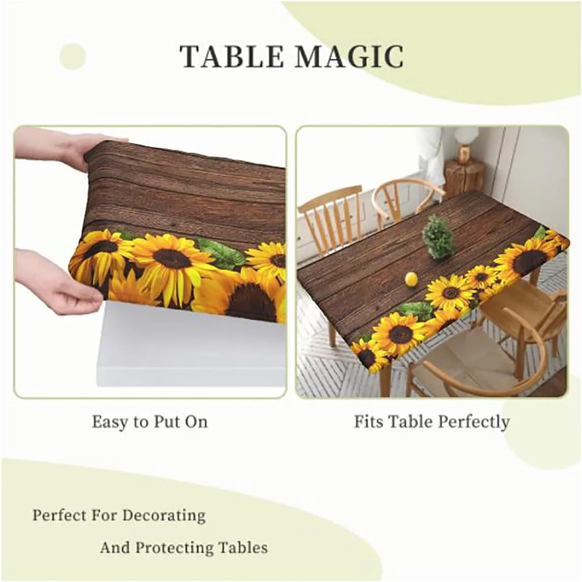 Orange Gold Fitted Tablecloth Cover, Watercolor Print Bamboo Stems Tablecloth Elastic Edge Fitted Table Cover Leaves Bamboo Fits up 5 Foot Tables