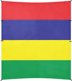 Original Simple Mauritius Flag Isolated Foldable Beach Cabana UPF50 Easy Setup Large Sun Shade with Sandbags & Sand Shovel for Backyard, Grassland, Park