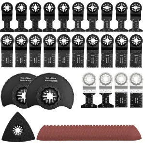 Oscillating Blades,57PCS Vibration Saw Blades Multitool Blades Set,Universal Wood,Plastic,Metal Quick Multi-Tool Blade Compatible with Multiple Swing Accessories