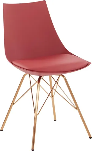 OSP Home Furnishings Oakley Mid-Century Modern Bucket Dining Chair with Faux Leather Padded Seat, Desert Rose