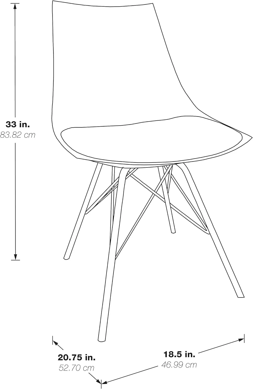 OSP Home Furnishings Oakley Mid-Century Modern Bucket Dining Chair with Faux Leather Padded Seat, Desert Rose