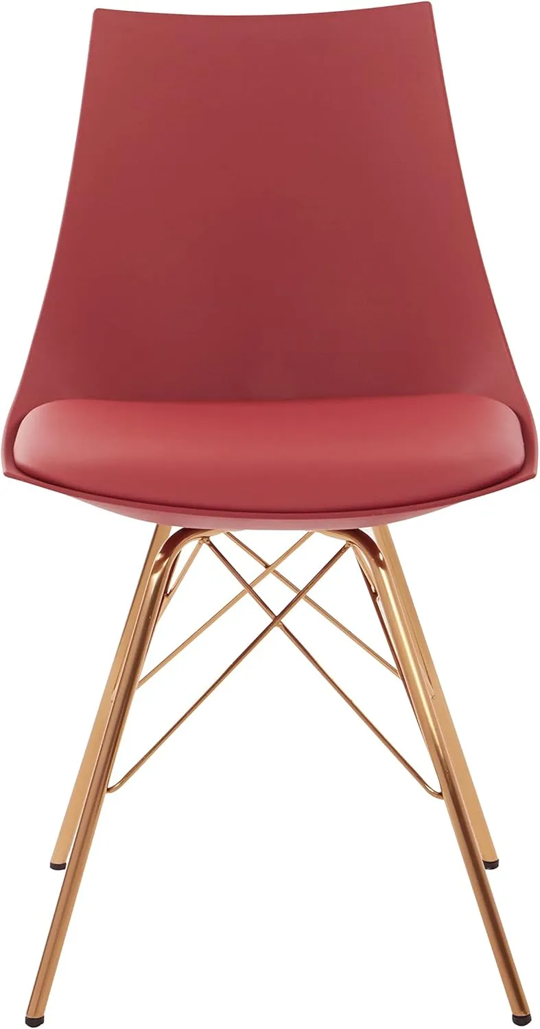 OSP Home Furnishings Oakley Mid-Century Modern Bucket Dining Chair with Faux Leather Padded Seat, Desert Rose