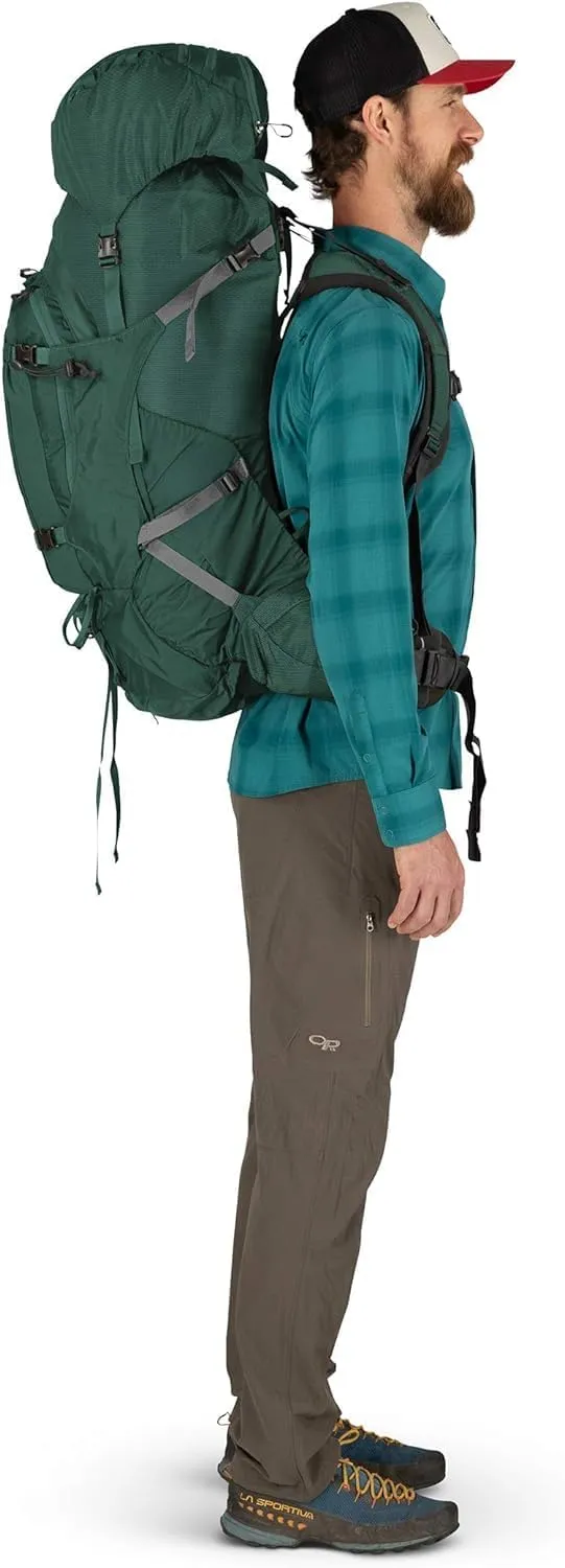 Osprey Aether Plus 70L Men's Backpacking Backpack, Axo Green, L/XL