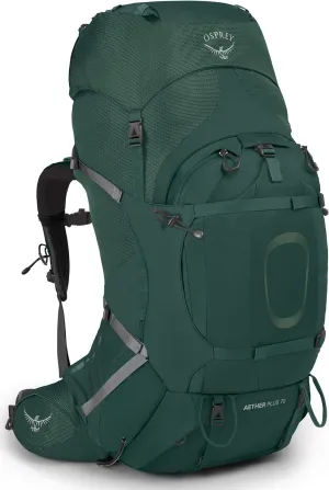 Osprey Aether Plus 70L Men's Backpacking Backpack, Axo Green, L/XL