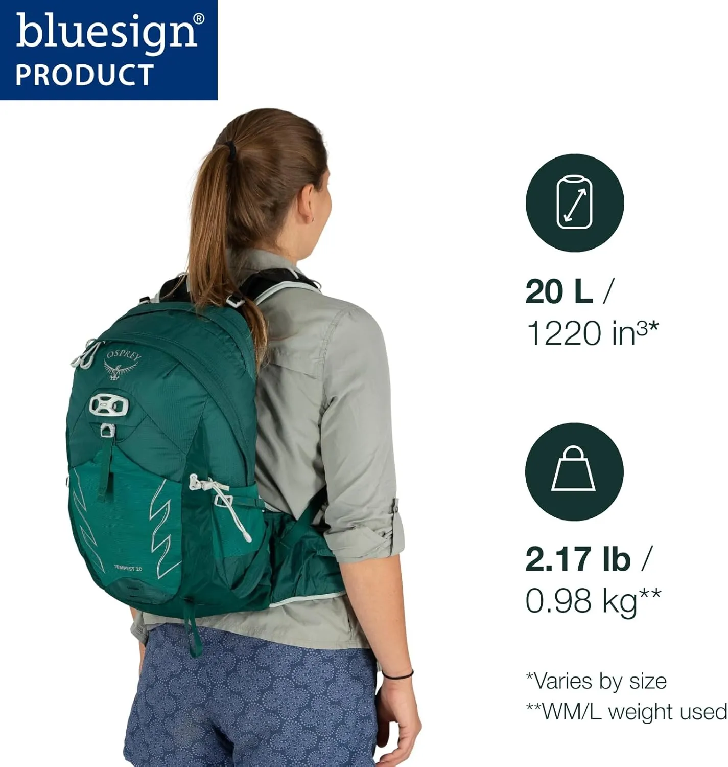 Osprey Tempest 20L Women's Hiking Backpack with Hipbelt, Kakio Pink, WM/L