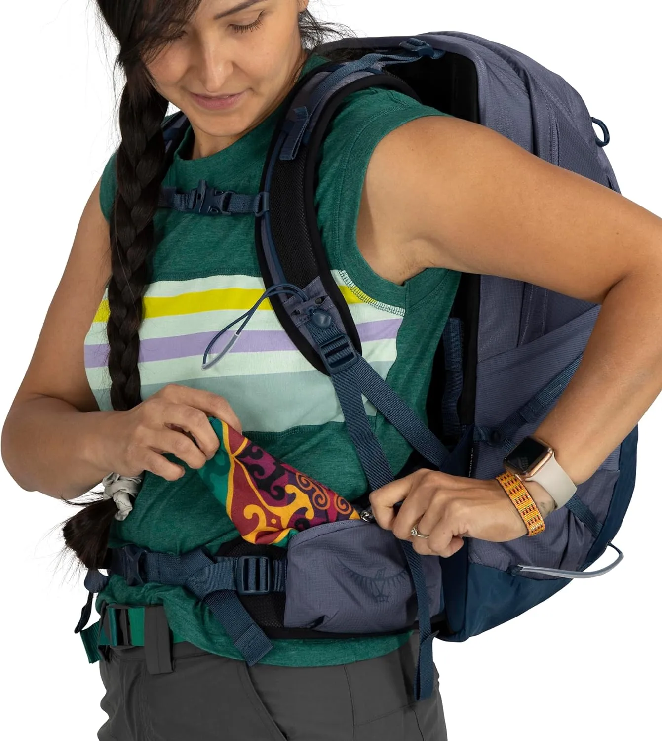 Osprey Tempest 22L Women's Lightweight Hiking Backpack with Hipbelt, Anchor/Blue Atlas