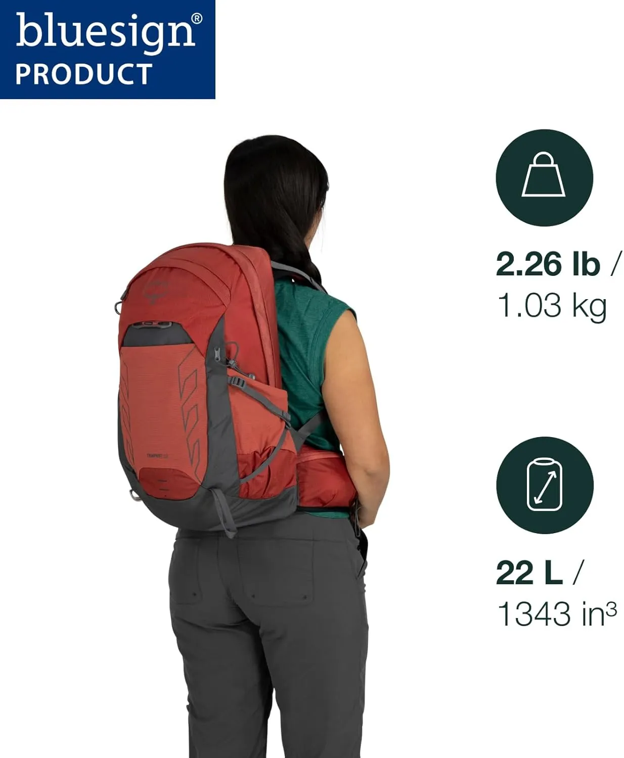 Osprey Tempest 22L Women's Lightweight Hiking Backpack with Hipbelt, Anchor/Blue Atlas
