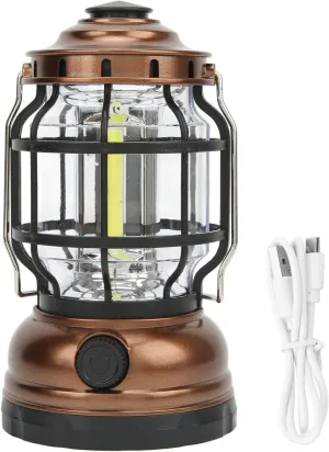 OUKENS Retro COB Camping Light USB Charging Waterproof Portable Handle Retro Camping Light Large Capacity Flashlight COB Light Tent Light for in The Courtyard Power Failure Emergency(Bronze)