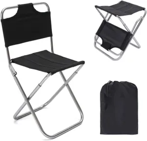 Outdoor Camp Chairs, Camping Chair Ultralight Outdoor Folding Chair Portable Backrest Fishing Stool Aluminum Art Sketching Bench Chair Lawn Chairs Adults, Black