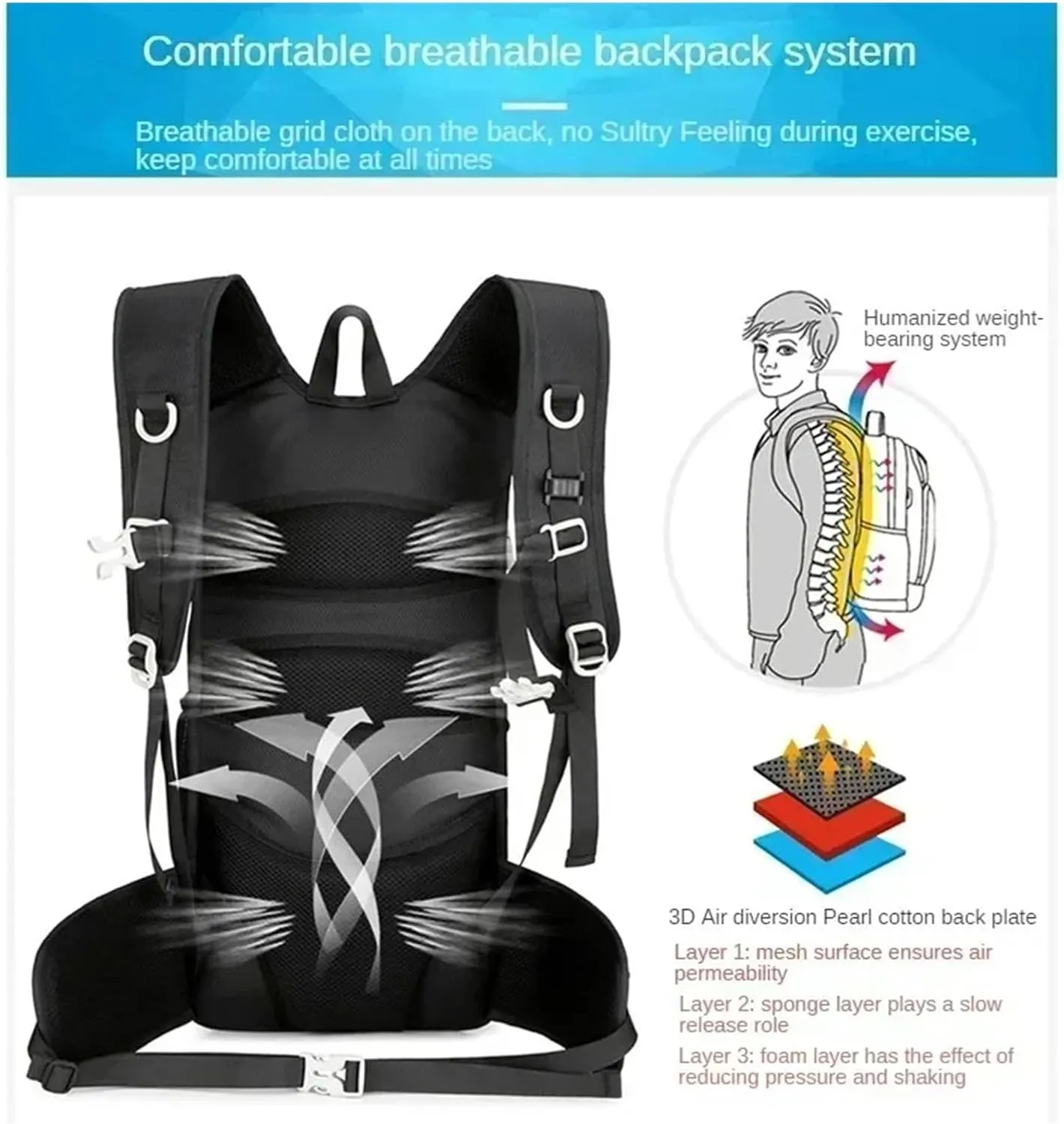 Outdoor Camping Breathable Backpack Large Capacity Outdoor Climbing Bag Trekking Sport Bags Backpack(Gray)