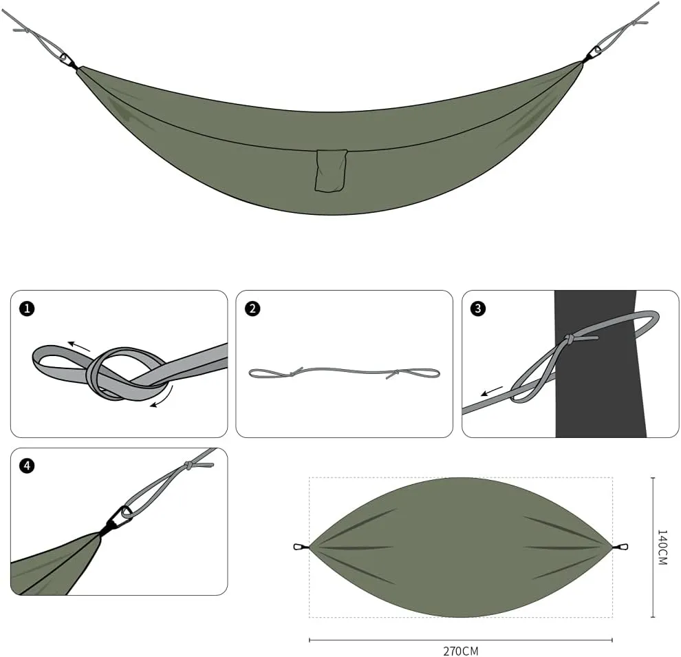 Outdoor Camping Hammock - Travel Hammock with 2 Tree Straps - Portable Backpacking Hammock for Adventure Hiking Travel-Max Load of 800lbs Gift #1