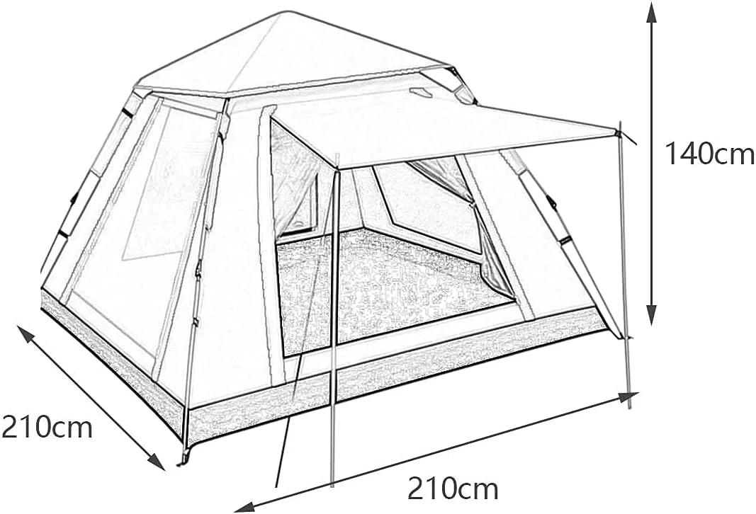 Outdoor Camping Tent,Family Large Tents 4 Person,Easy Setup Tent Sun Shade Protection Sun Shelter