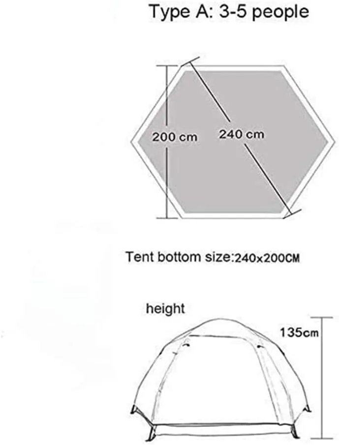 Outdoor Camping Tents 3-4 Person, Waterproof Windproof Easy Setup, Double Layer Family Camping Tent, Suitable for Camping Traveling and Outdoor Gathering