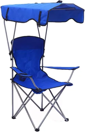 Outdoor Chair Folding Camping Chair Camping Chair With Shade Canopy Chair, Folding Recliner, Adjustable Outdoor Beach Lightweight Sunshade Folding Chairs Camping Chair Foldable Chair ( Color : Blue ,