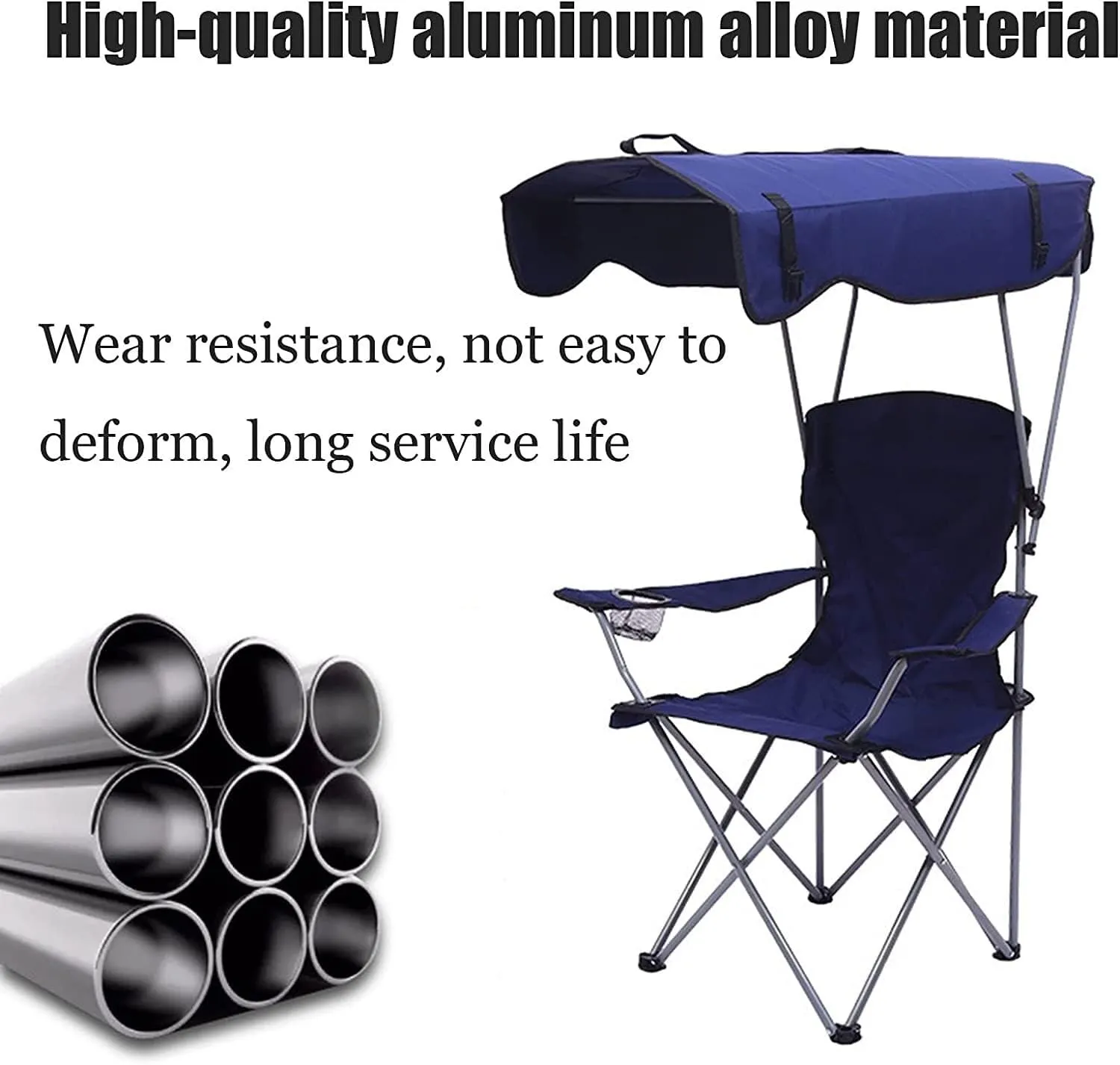 Outdoor Chair Folding Camping Chair Camping Chair With Shade Canopy Chair, Folding Recliner, Adjustable Outdoor Beach Lightweight Sunshade Folding Chairs Camping Chair Foldable Chair ( Color : Blue ,