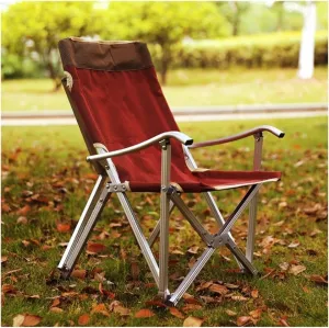 Outdoor Chair Folding Camping Chair Outdoor Chair Portable Folding Chairs for Relax Camping Fishing Backrest Stool Aluminum Alloy Leisure Beach Chair Camping Chair Foldable Chair (Color : Red)