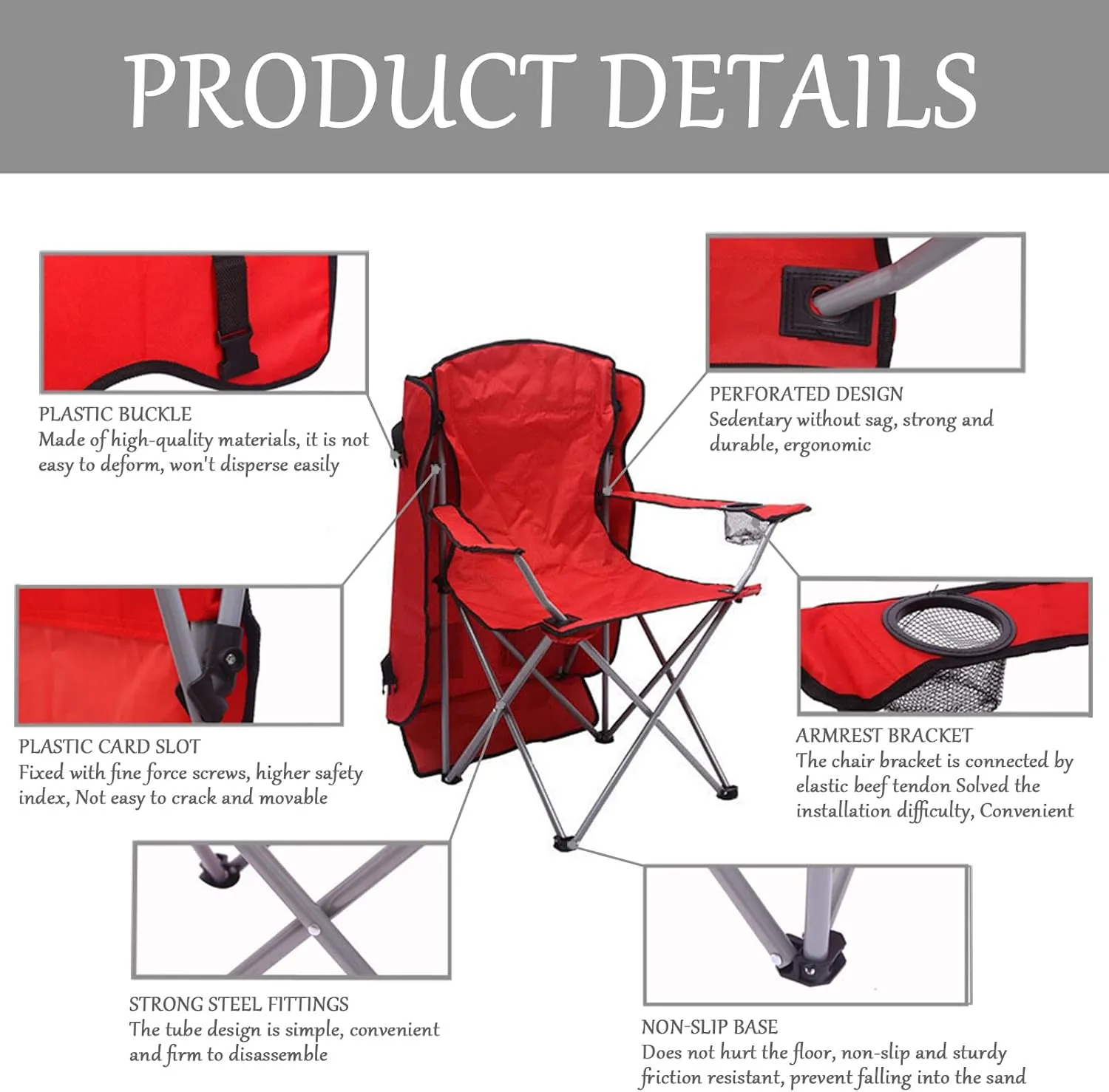 Outdoor Folding Chair Camping Heavy Duty Breathable Mesh Back Armrest Lawn Chairs Portable Camping Chair, with Cup Holder and Back Belt,A,50 * 120CM (B 50 * 120CM)